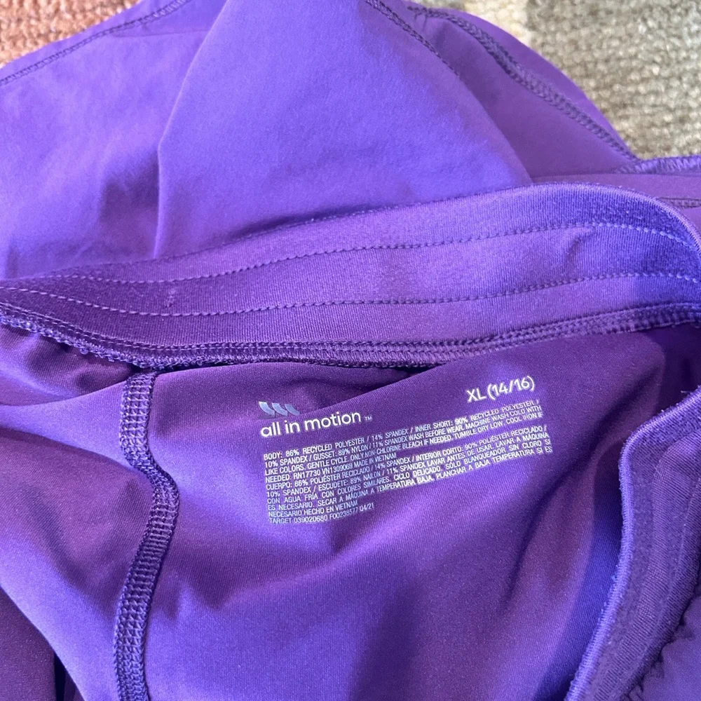 All in Motion Purple Athletic Shorts Built in Bike Shorts Kids Girls Size XL - Picture 4 of 4